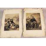 Horace Vernet (1789 -1863), two lithographs by Müller Vienna, of the Algarian Horse.70 x 50 cmDieses
