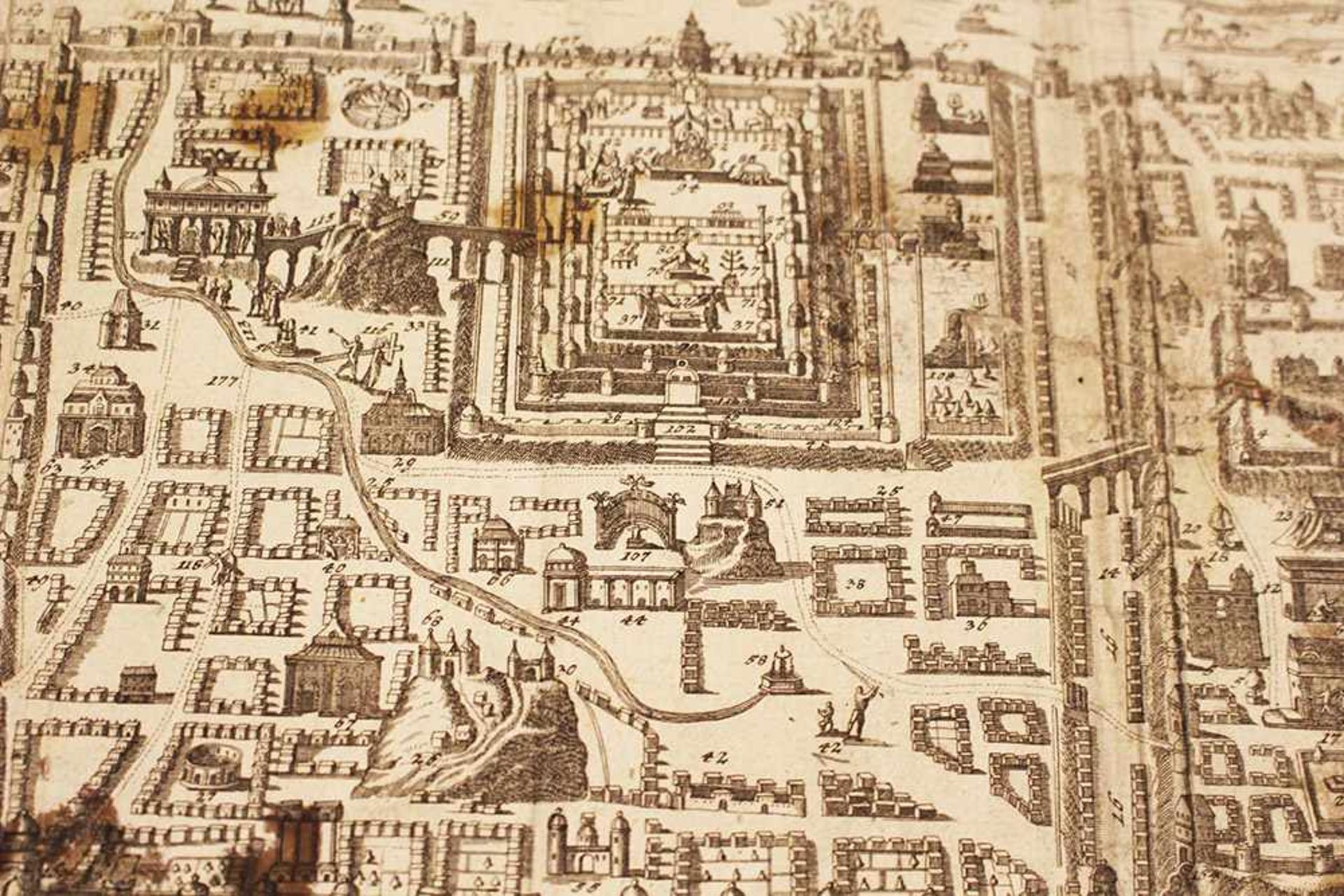 Copper Print, Jerusalem with sanctuaries, German or Austrian, around 1700.140 x 50 cmDieses Los wird - Bild 2 aus 3