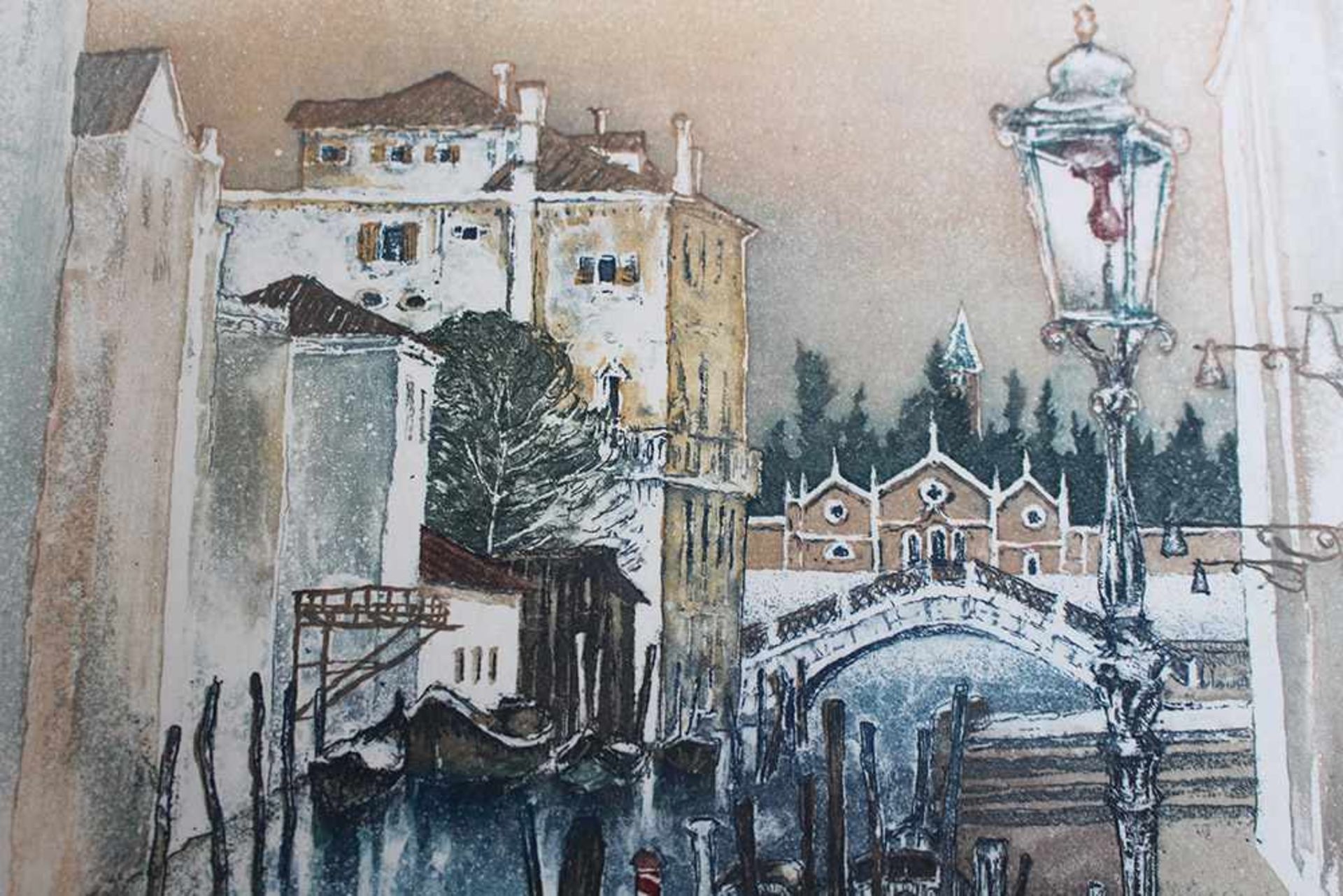 Rainer Tiefenbacher (1952 born), Venice, colour etching on paper.53 x 39 cmDieses Los wird in - Bild 2 aus 3