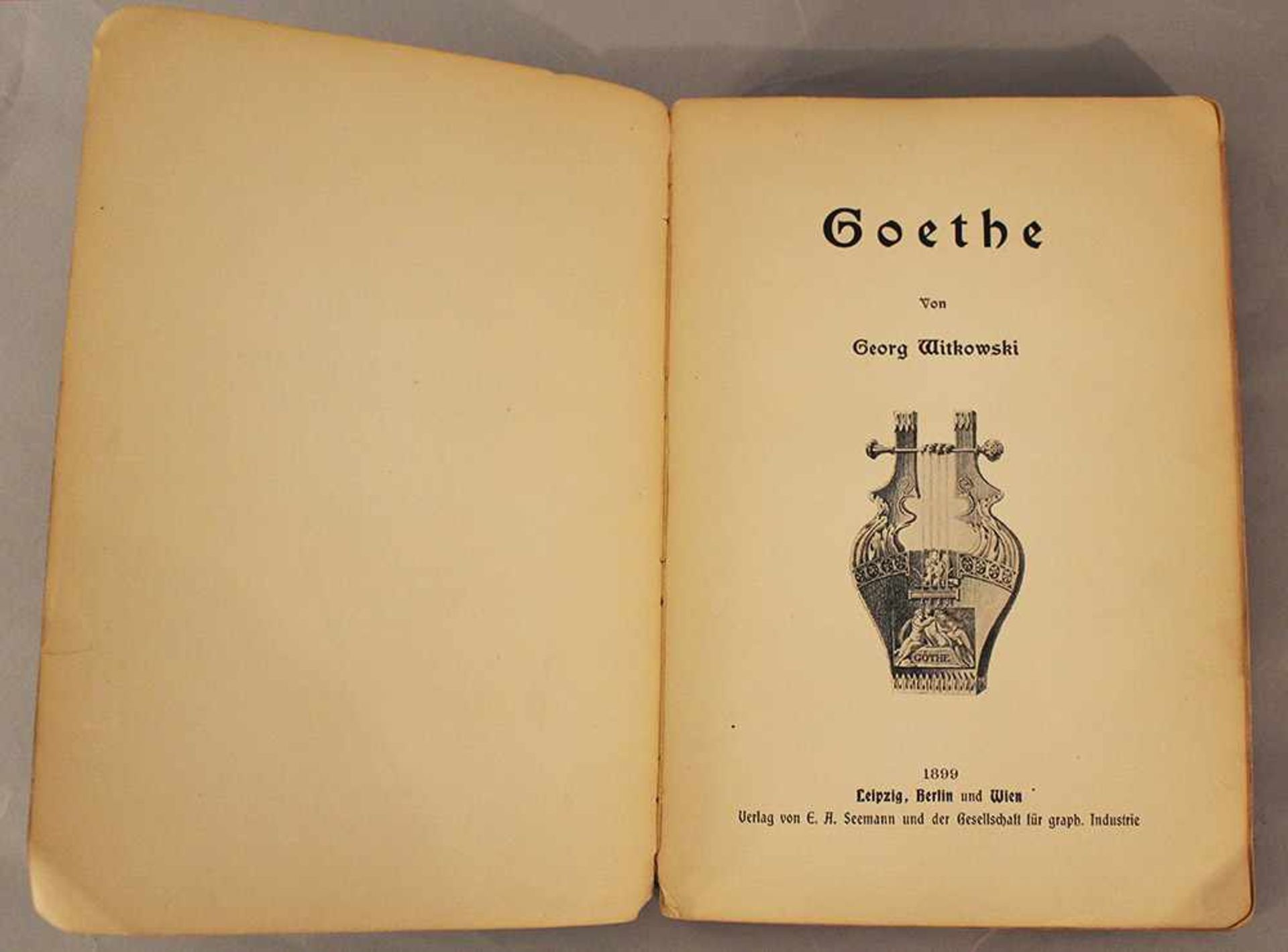 Goethe, by Georg Witkowsky, E. A. Seemann, Berlin, Leipzig Vienna 1899.25 x 17 cmDieses Los wird - Bild 2 aus 3