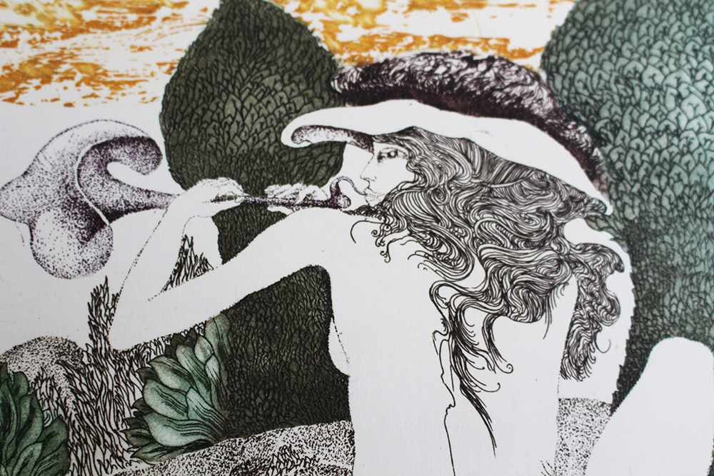 Norbert Steffek (born 1938), Woman in landscape, colour etching on paper.34 x 64 cmDieses Los wird - Image 2 of 3