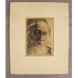 Central European School, portrait of a Jew, etching on paper, monogrammed and dated 1905.21 x 16