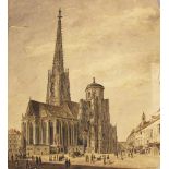 Austrian School 19th Century, ST. Stevens cathedral Vienna, watercolour on paper, damages.63 x 57