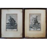 Two German copper prints of Frederik and Ruesch by Nilson, on paper, framed, under glass.