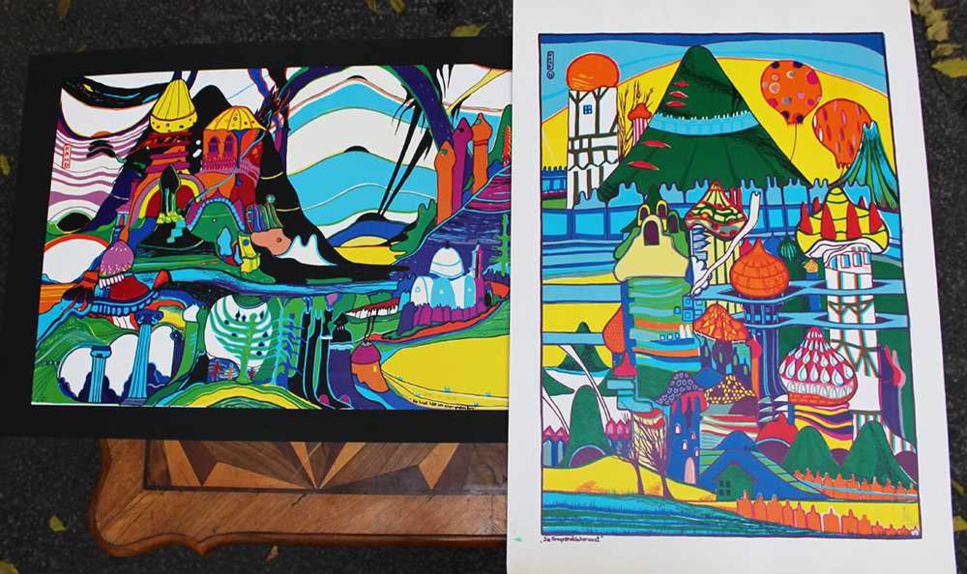 Helmut Kand (born 1946), Two colour art prints on paper, landscapes.70 x 50 cmDieses Los wird in
