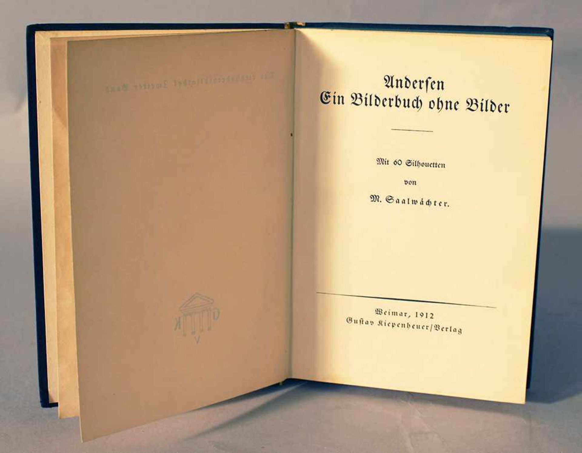 Hans Christian Andersen, Bilderbuch ohne Bilder, by Gustav Kiepenheuer, Weimar 1912, in hard-cover. - Bild 3 aus 3