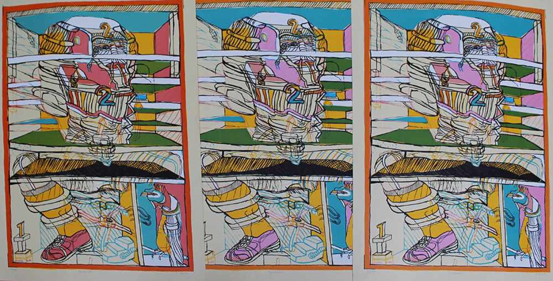 Peter Sengl (1945 born), Three colour lithographs on paper.63 x 55 cmDieses Los wird in einer