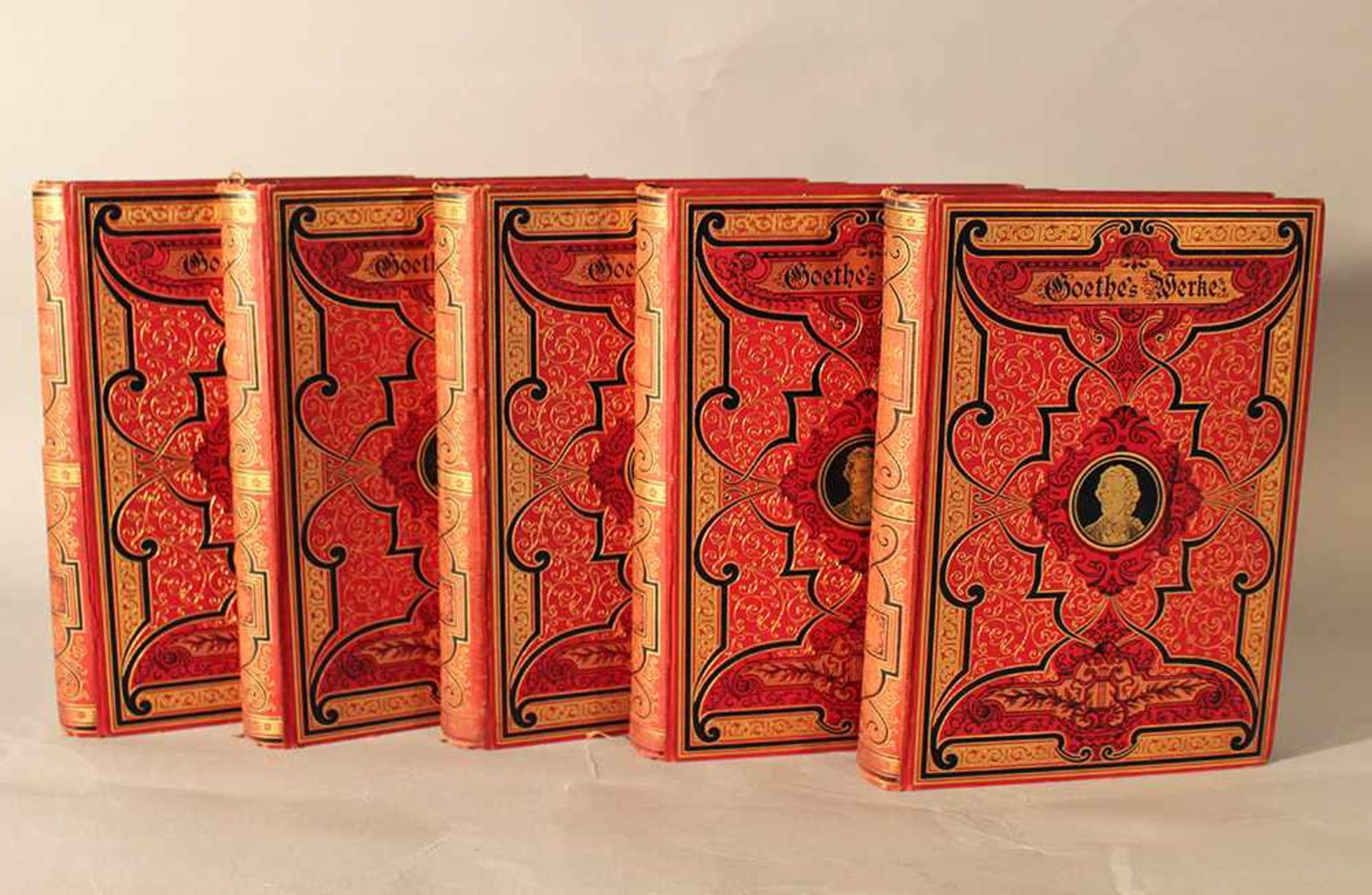 Johann Wolfgang von Goethe, Complete edition in 5 red and gild luxury hard-cover editions, by