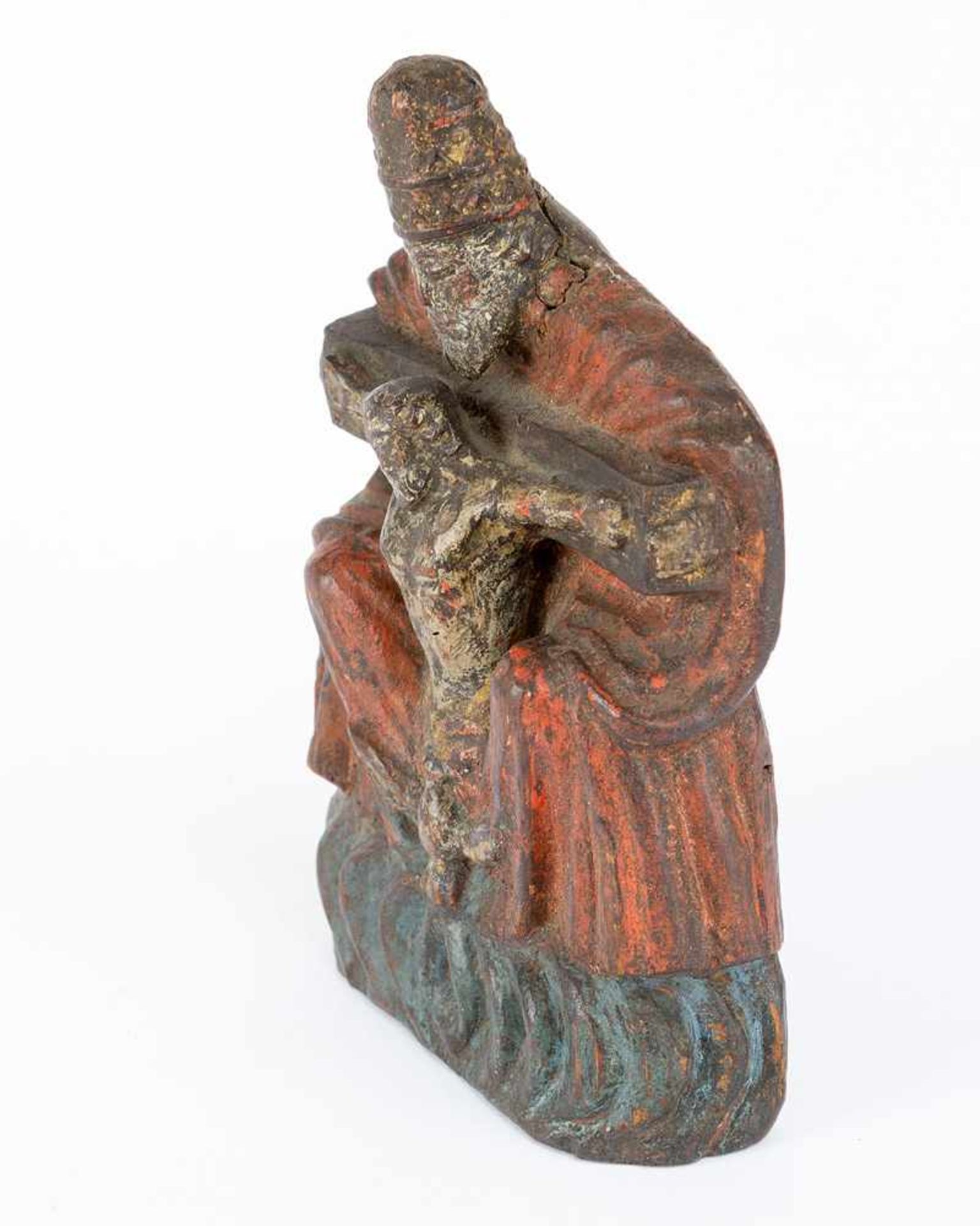 Holy Trinity, wooden carved sculpture with original colours, Austrian 18th Century. - Bild 3 aus 3