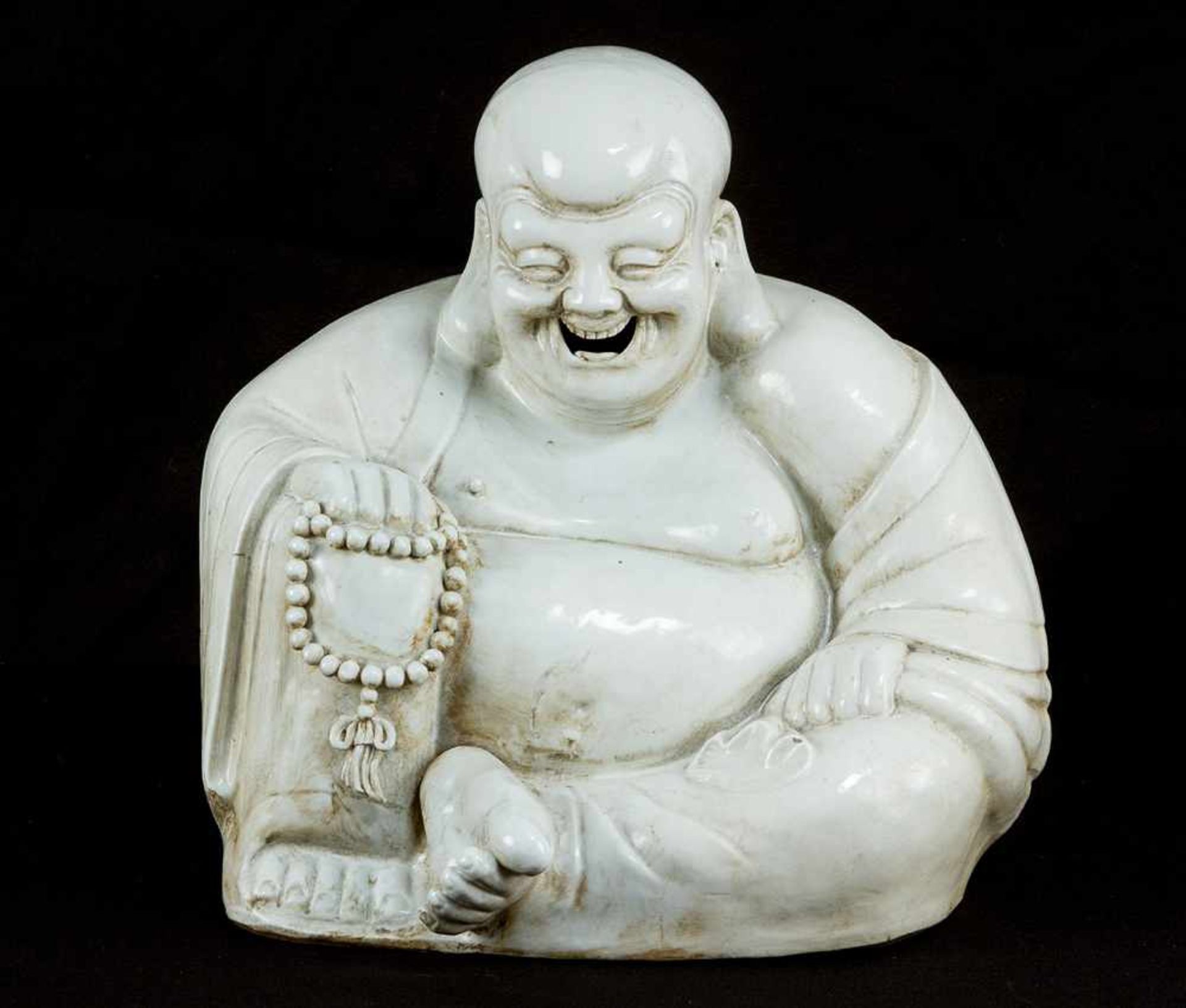 Milofo, cream porcelain glazed; bottom mark; Qing Dynasty.