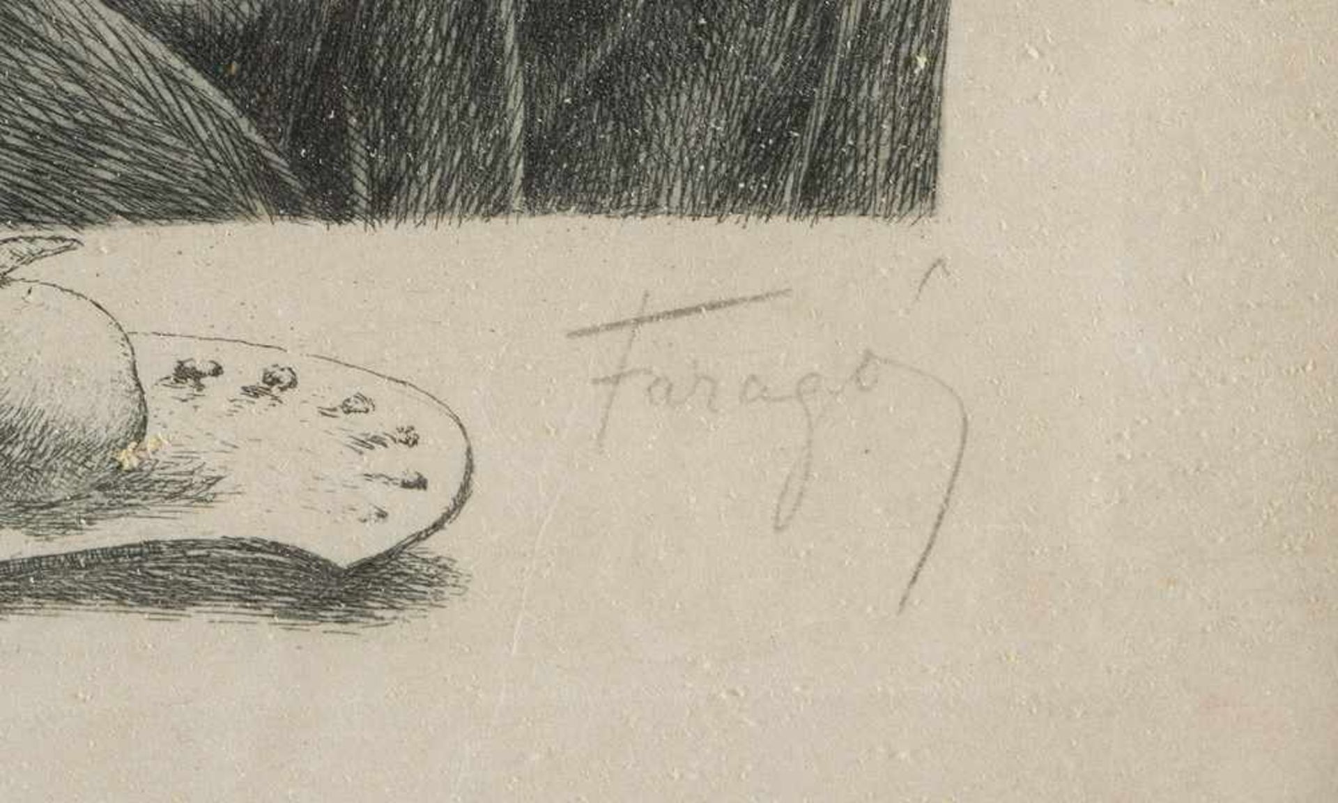 Faragó around 1930, Allegory, etching on paper, signed, framed, under glass.< - Bild 3 aus 3