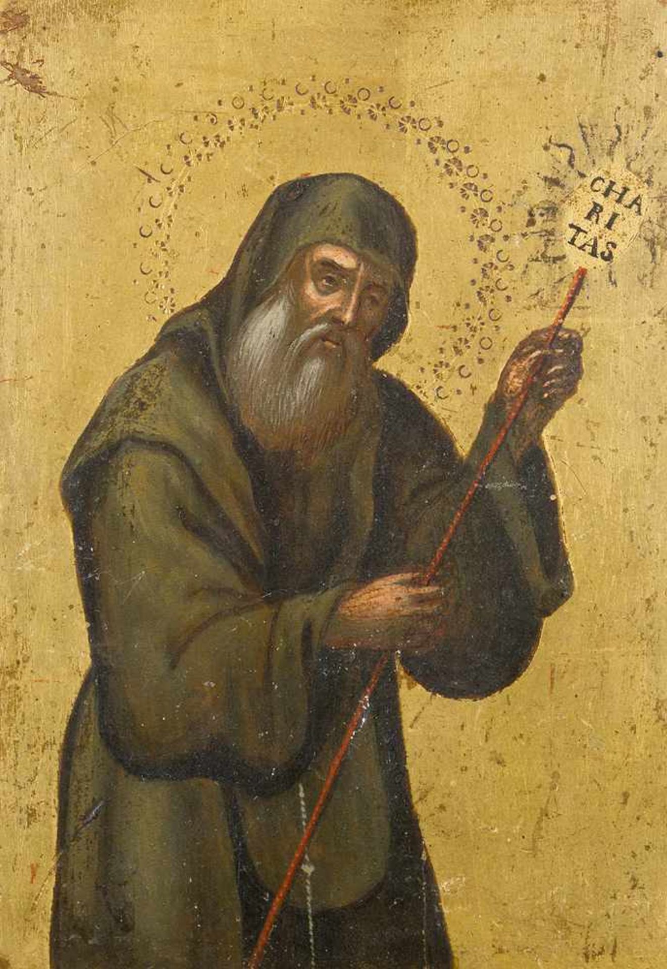 Central italian around 1600,Monk with Charitas sign, oil on gold ground wooden panel. - Bild 2 aus 3