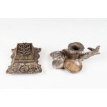 Two iron and metal cast Inkwells