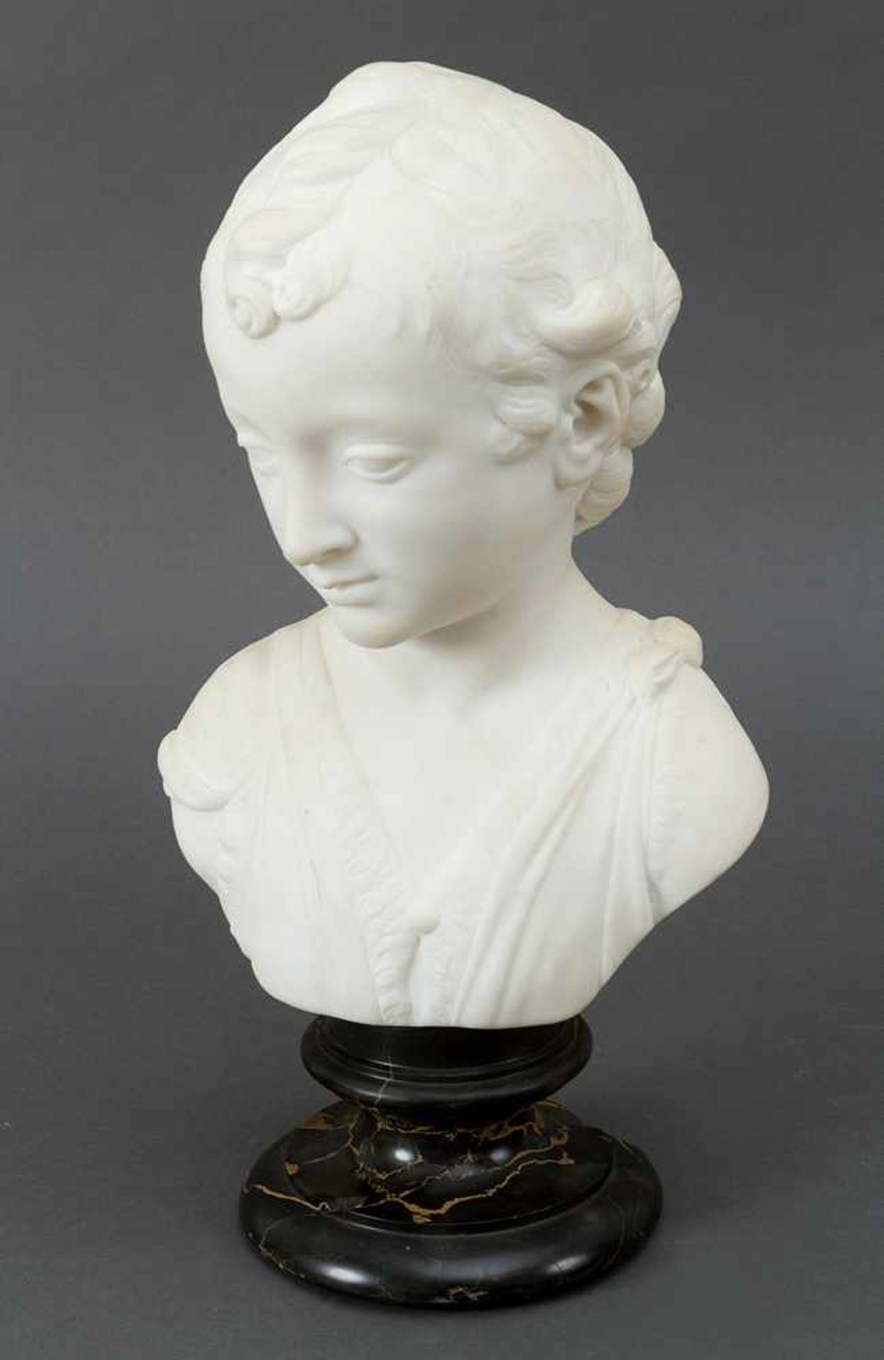Marble bust of a young boy