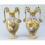 Pair of large Italian Majolica vases