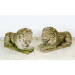 Pair of sandstone lions