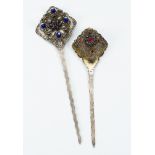 Two Transylvanian silver hair pins