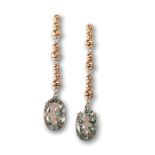 PAIRE DE PENDANTS D'OREILLES EN OR ROSE,QUARTZS ET DIAMANTS,SIGNÉS ANTONINI