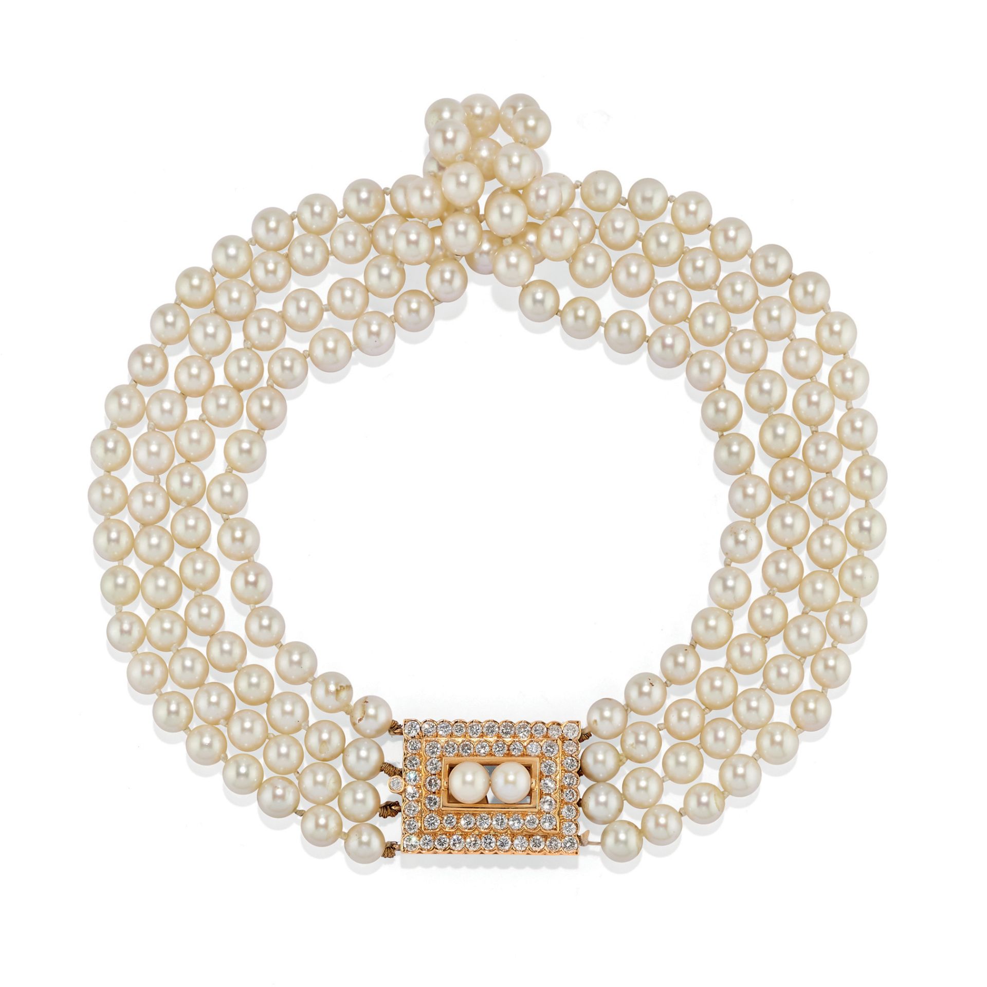 COLLIER EN OR, PERLES DE CULTURE ET DIAMANTS