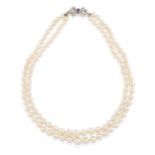 COLLIER EN OR, PERLES DE CULTURE, SAPHIR ET DIAMANTS