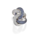 BAGUE EN OR, SAPHIRS ET DIAMANTS