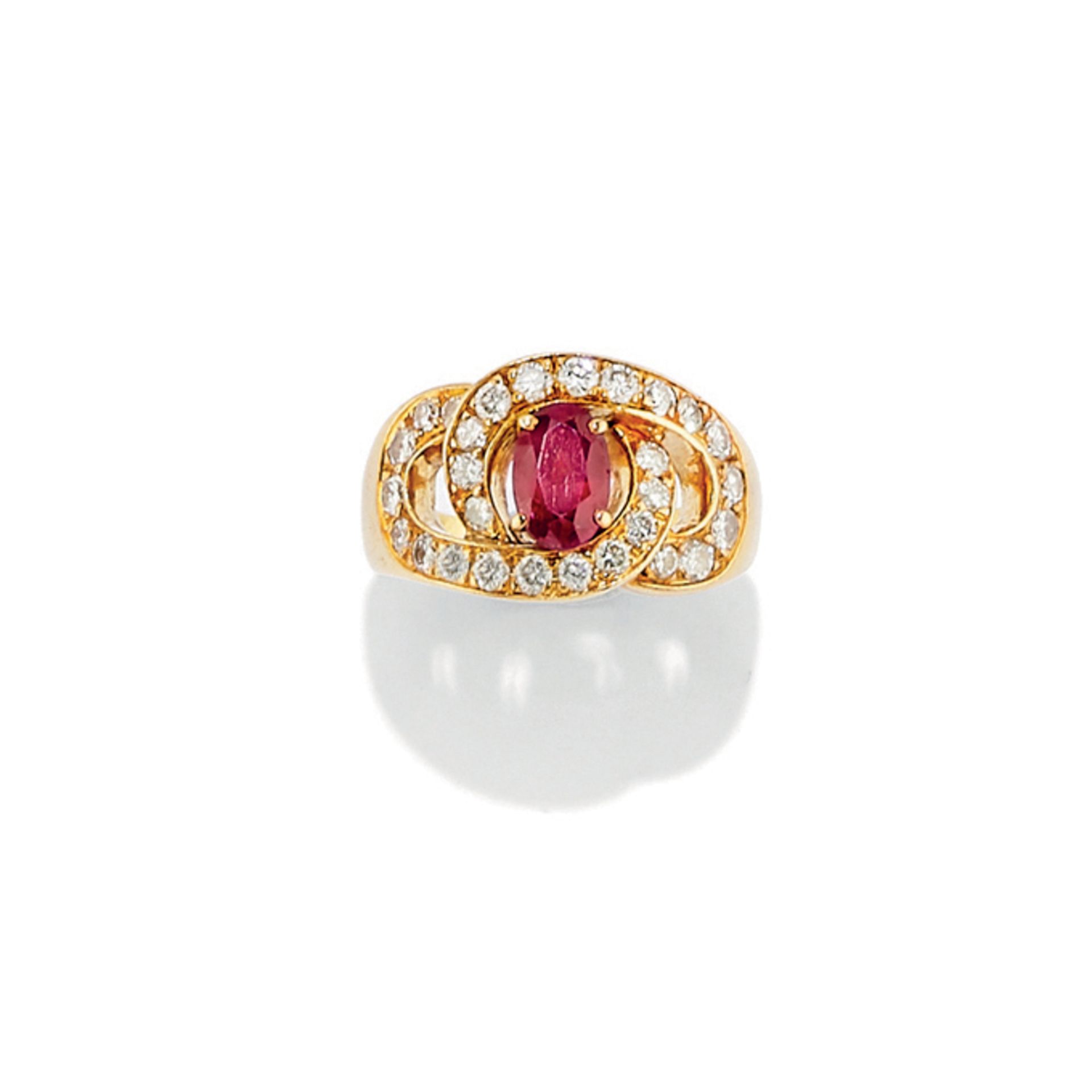 BAGUE EN OR, RUBIS ET DIAMANTS