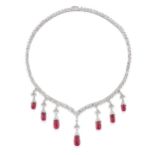 COLLIER SEMI-ARTICULÉ RUBIS ET DIAMANTS