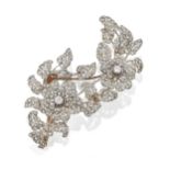 BROCHE TREMBLEUSE EN OR, ARGENT ET DIAMANTS