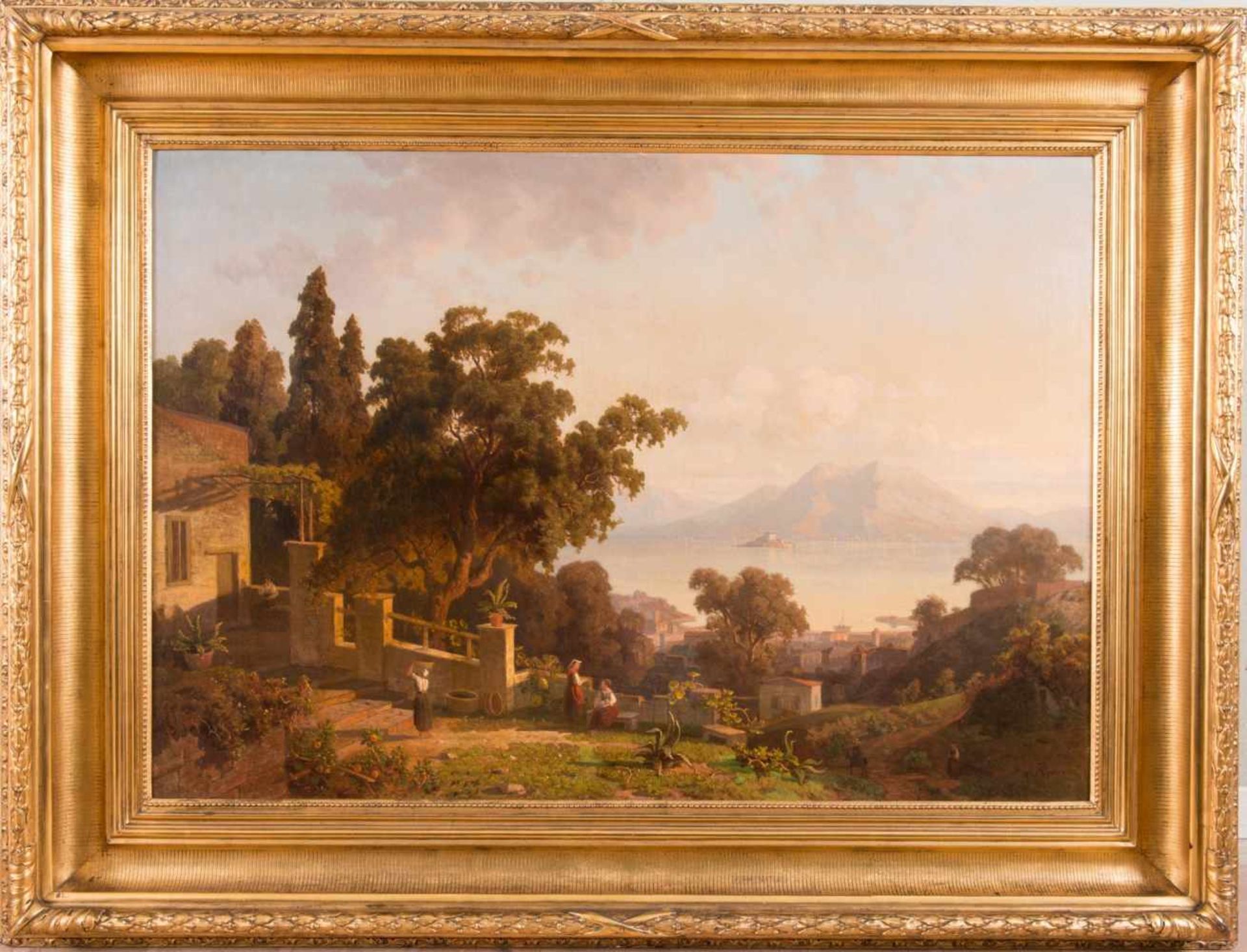 ERNST VON RAVEN (1816 - 1890). "Veduta del lago Maggiore". Olio su tela. Opera firmata in basso a