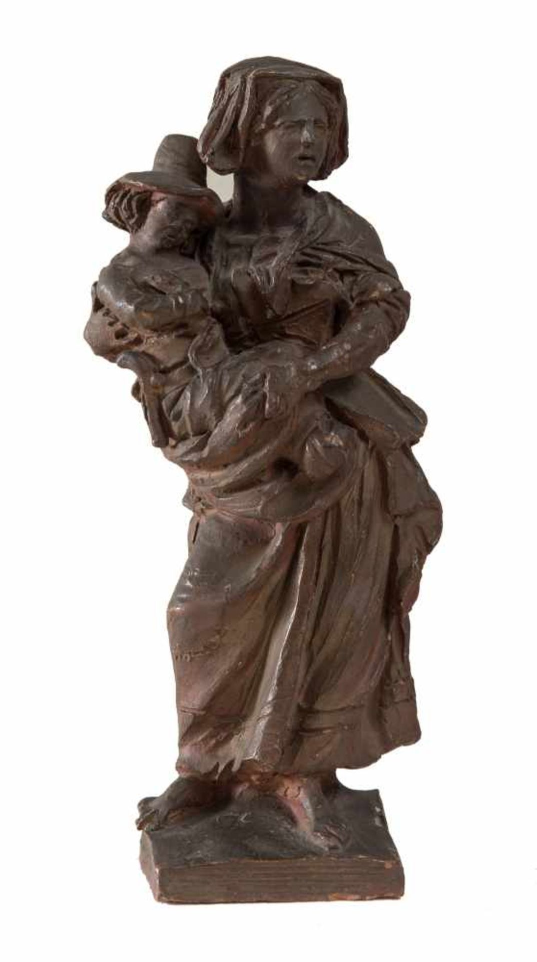 STATUA DA PRESEPE, prima metà del XIX secolo. Realizzata in terracotta a patina scura, di origine