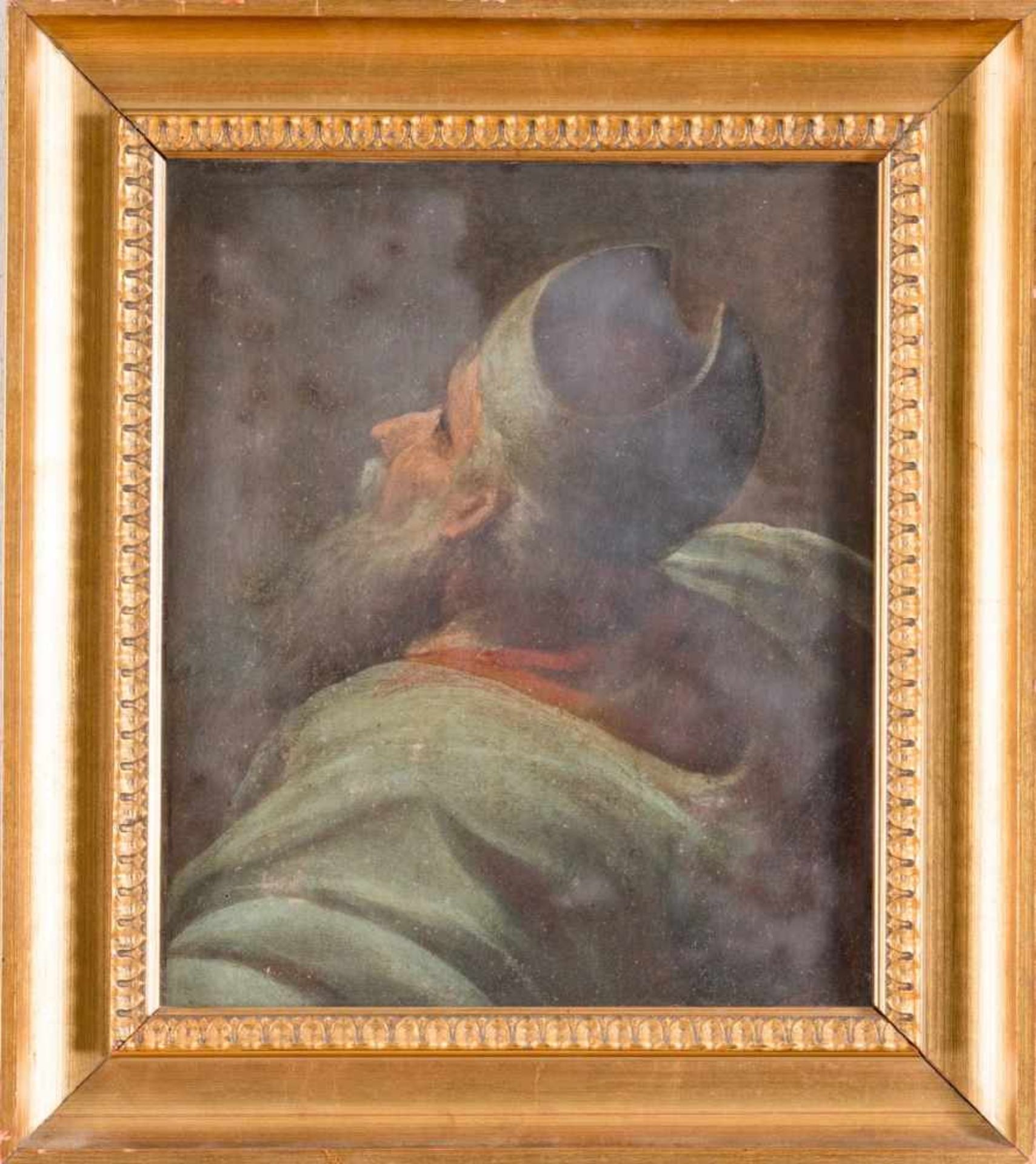 ARTISTA ANONIMO, emiliano del XVII secolo. “Santo”, olio su tela. Cm 36,5x34,5.