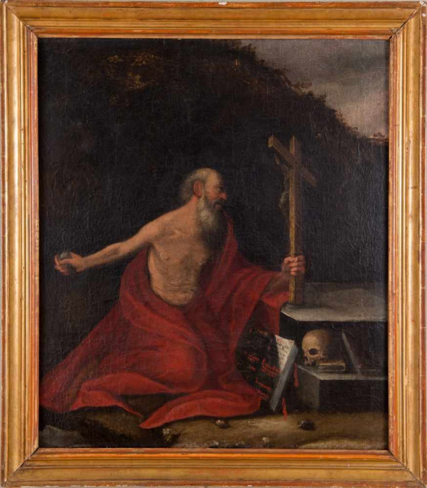 PITTORE LOMBARDO, XVII secolo. "San Girolamo", olio su tela. Cm 82x72. - Bild 2 aus 3