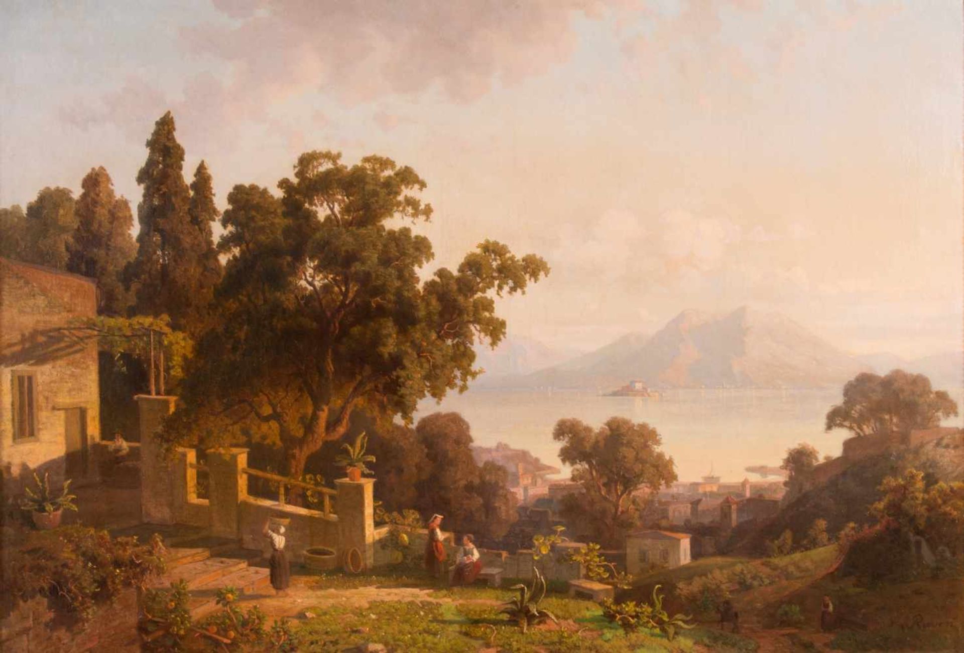 ERNST VON RAVEN (1816 - 1890). "Veduta del lago Maggiore". Olio su tela. Opera firmata in basso a - Image 2 of 4