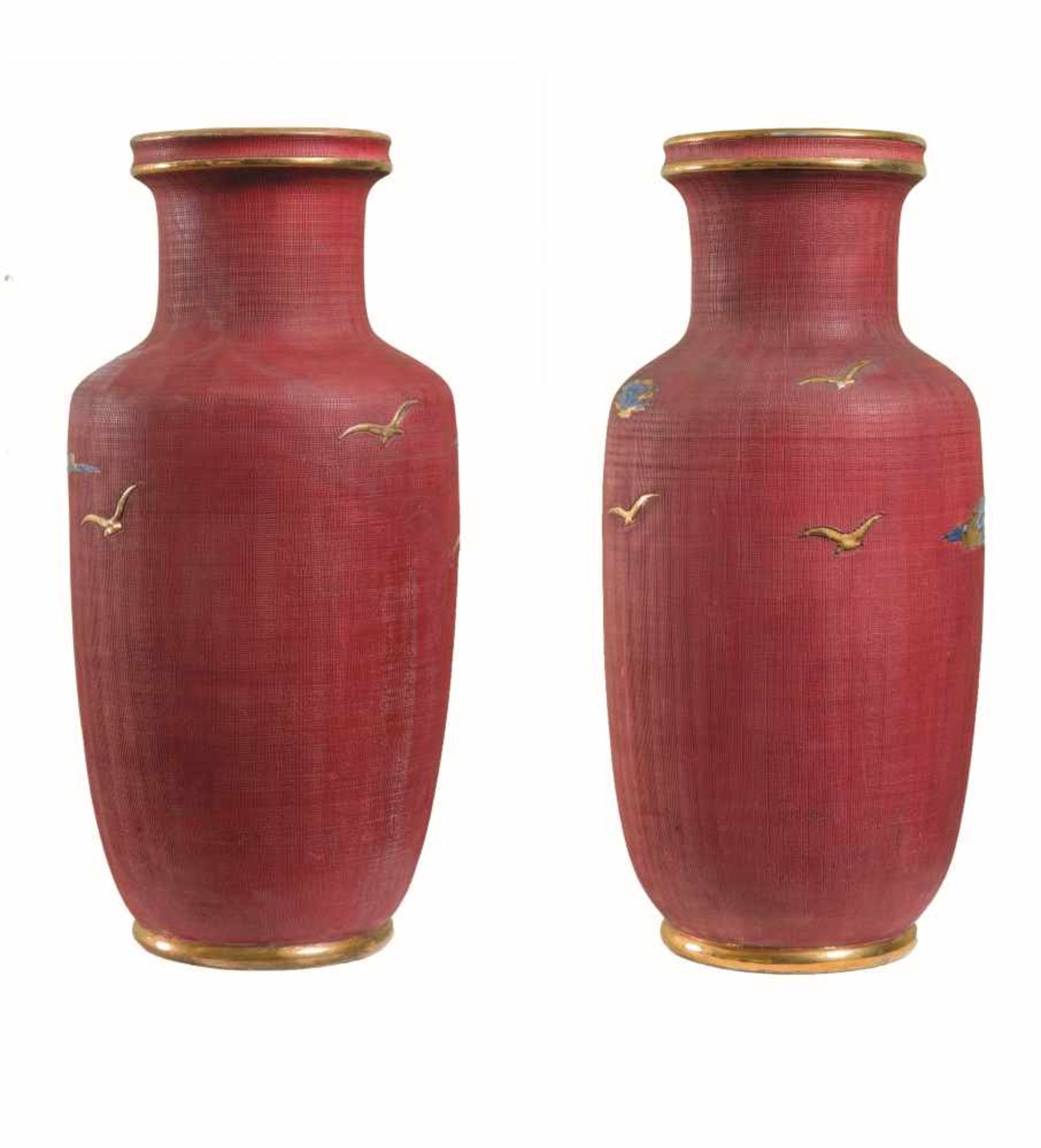 ZACCAGNINI, XX secolo. Coppia di vasi in ceramica policroma raffiguranti velieri. Cm 52, diametro: - Bild 2 aus 3