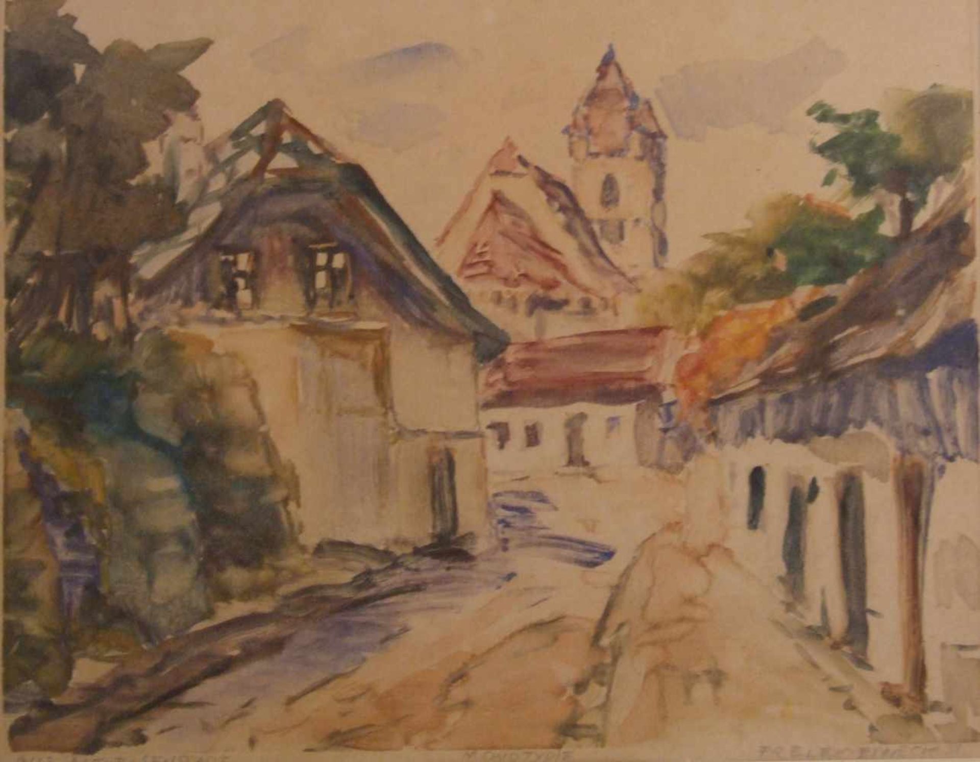 Franz Ellek Eiwek (1883-1959 Eisenstadt)Aus alt Eisenstadt, Monotypie, signiert Fr. Eleck-Eiweck,