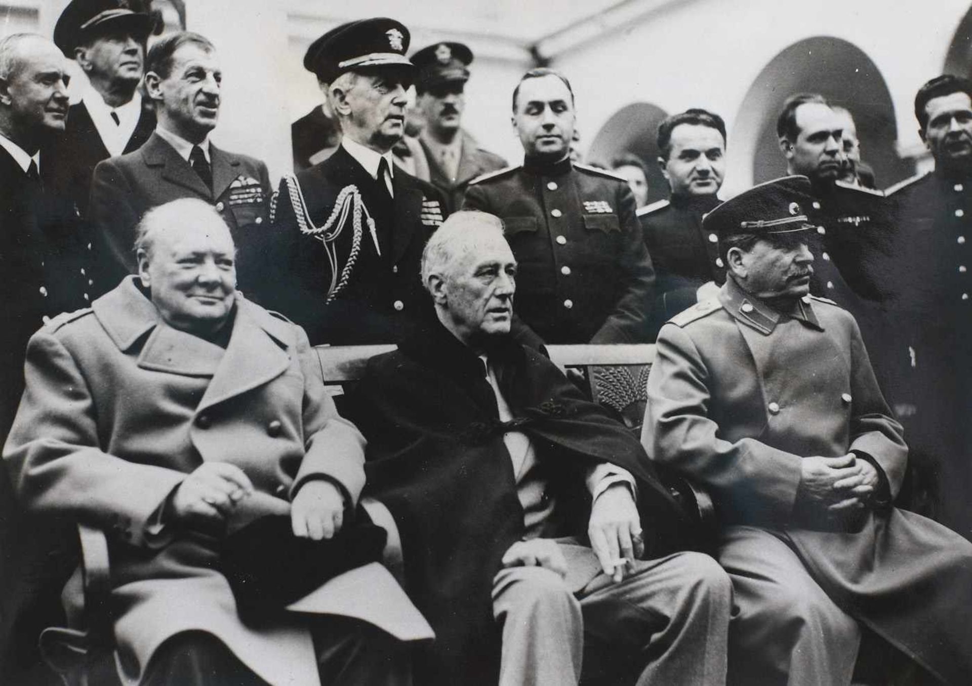 Winston Churchill, Josef Stalin and Franklin D. Roosevelt at the historic Yalta Conference, - Bild 3 aus 3