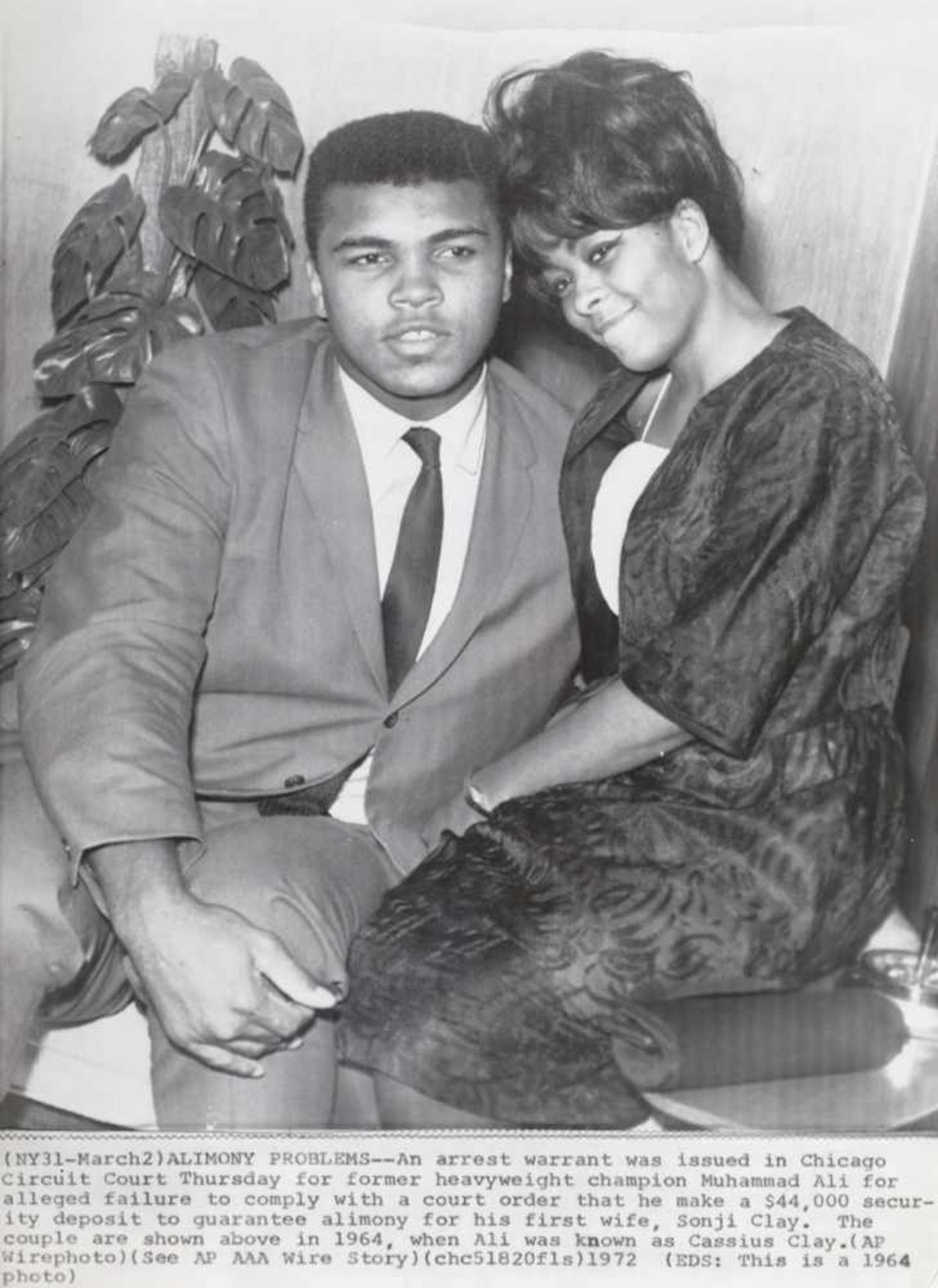 Muhammad Ali and his wife Sonji Clay, 1964