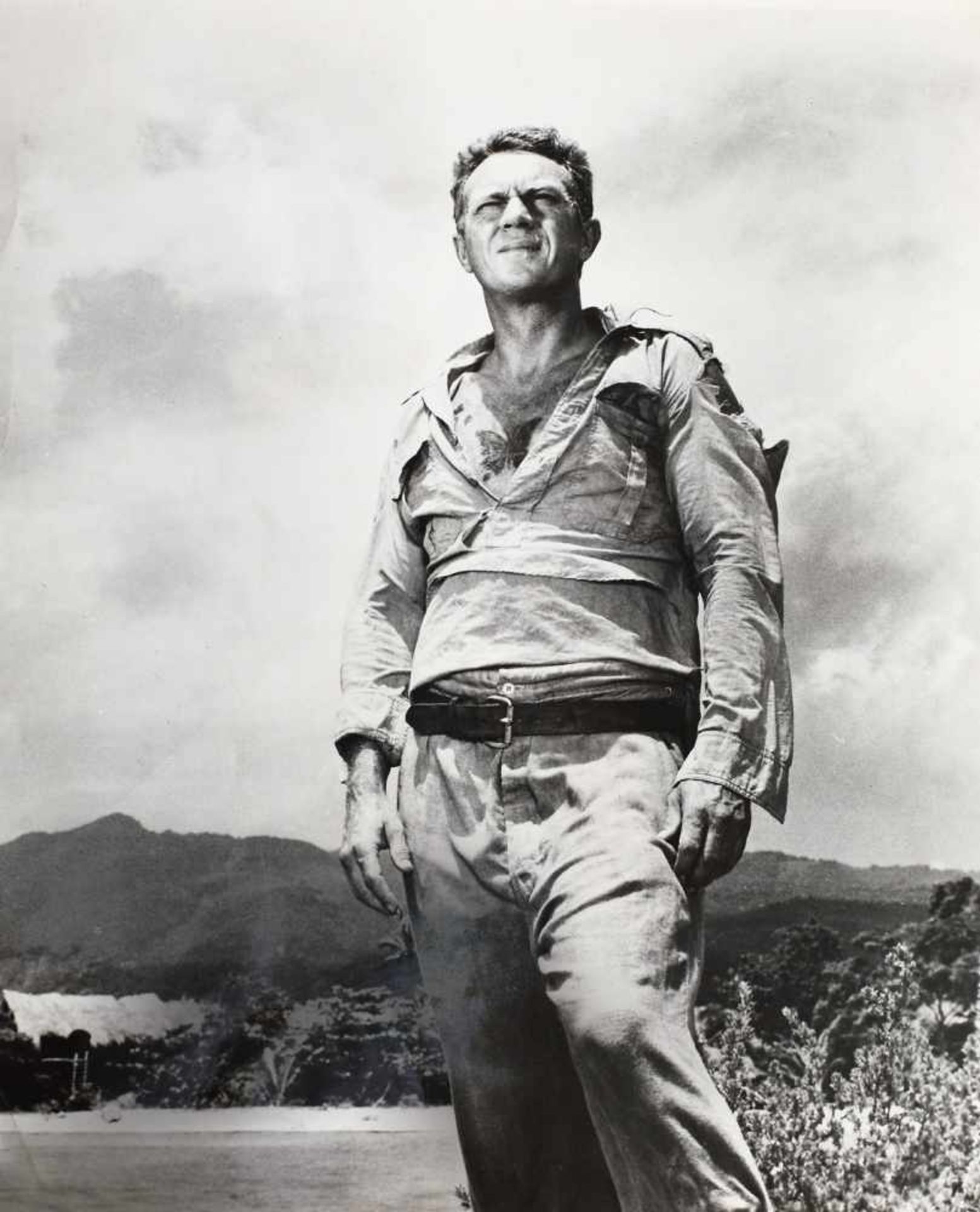 Steve McQueen as Henri "Papillon" Charriere, Papillon movie scene, ca. 1977