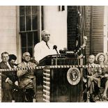 Harry S. Truman giving a speech on Independence Day, at Monticello estate (Thomas Jefferson's