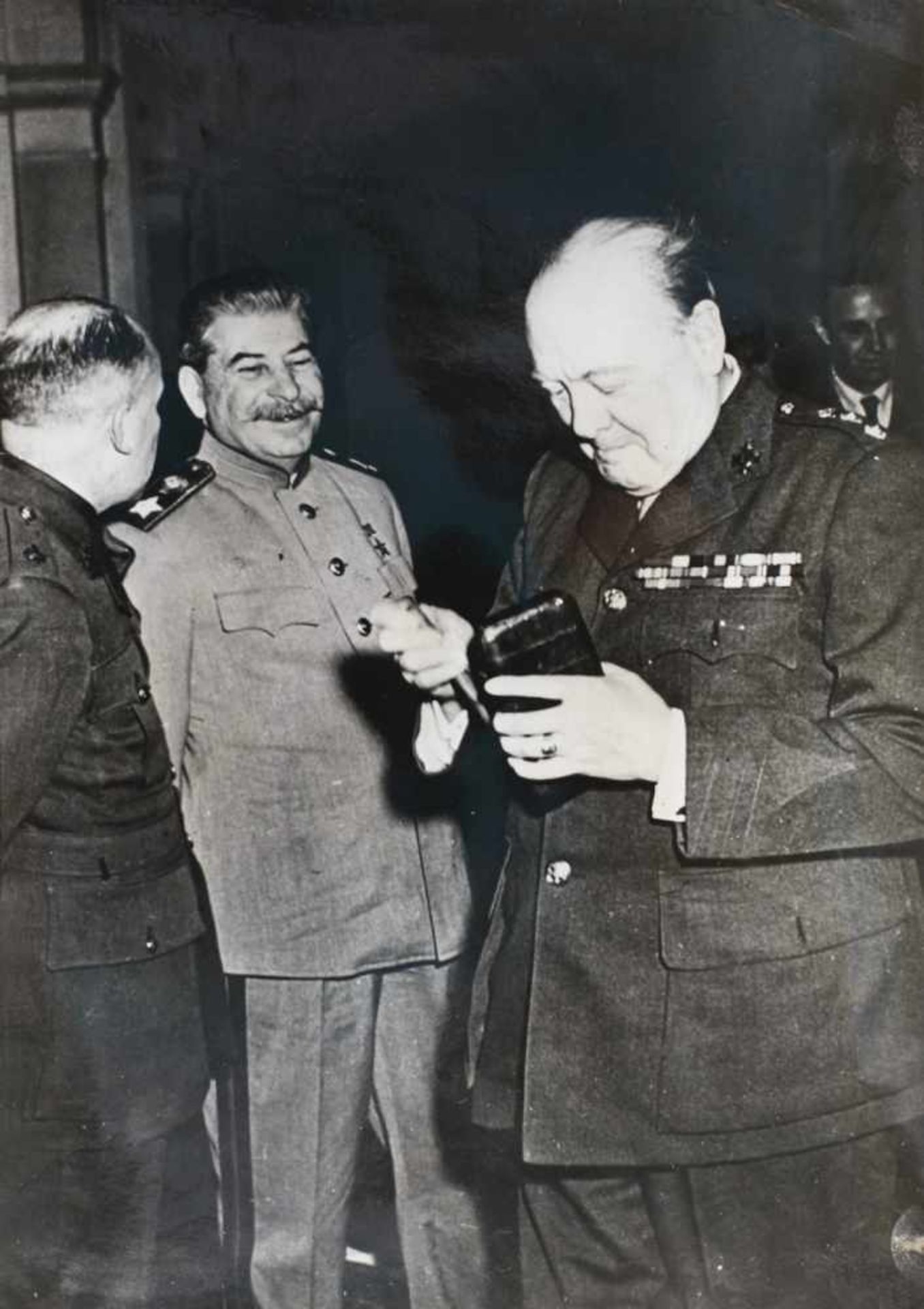 Winston Churchill, Josef Stalin and Franklin D. Roosevelt at the historic Yalta Conference, - Bild 2 aus 3