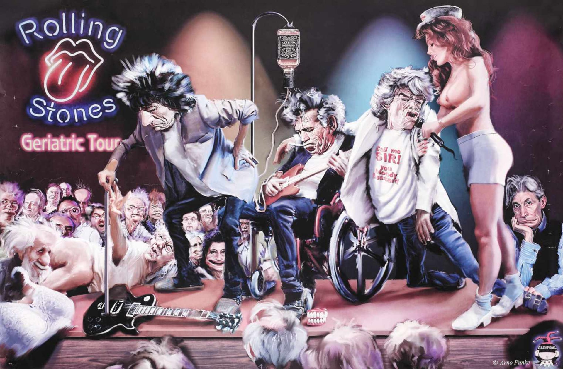 "The Rolling Stones - Geriatric tour" cartoon poster