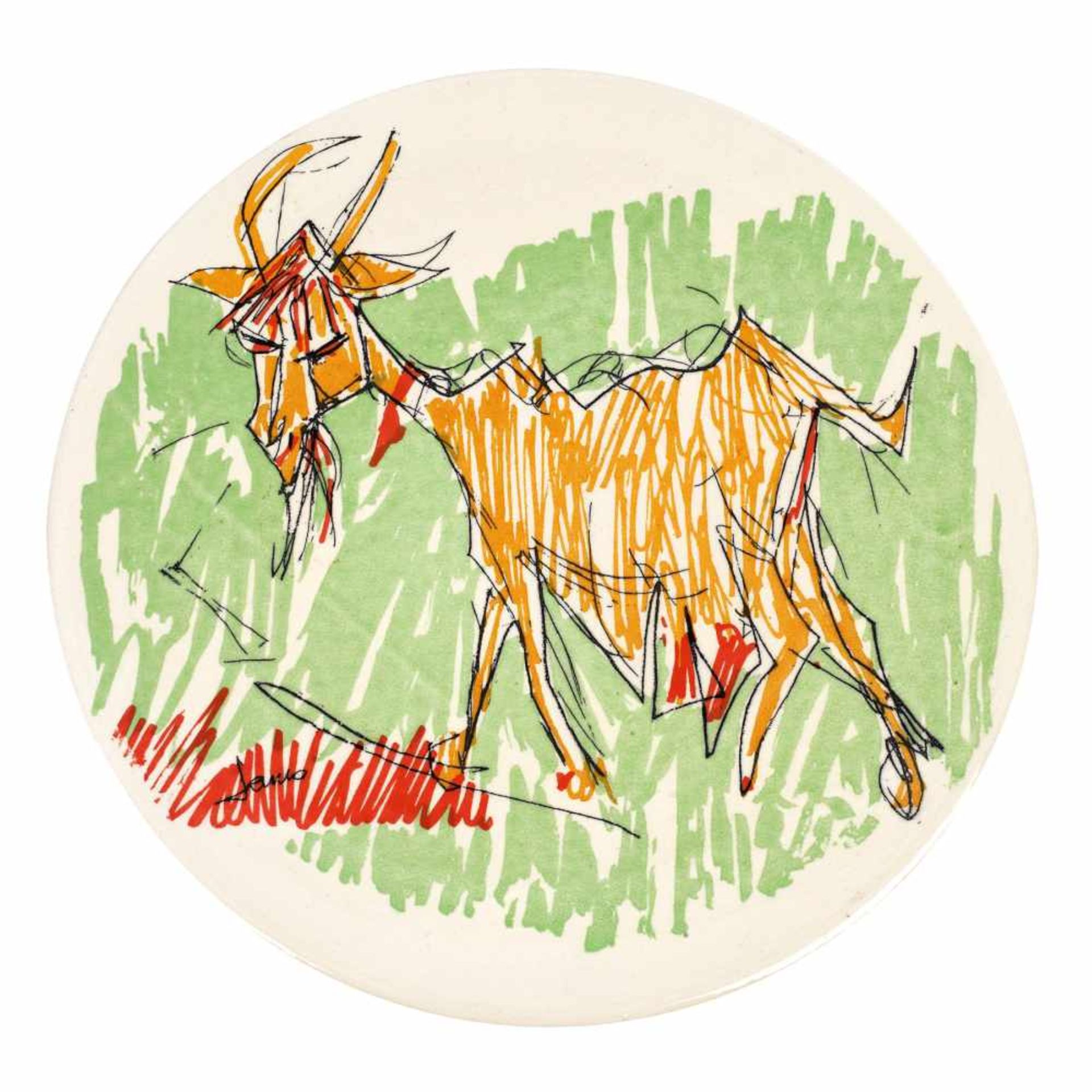 "The Goat" - decorative plate with Marcel Iancu's artwork