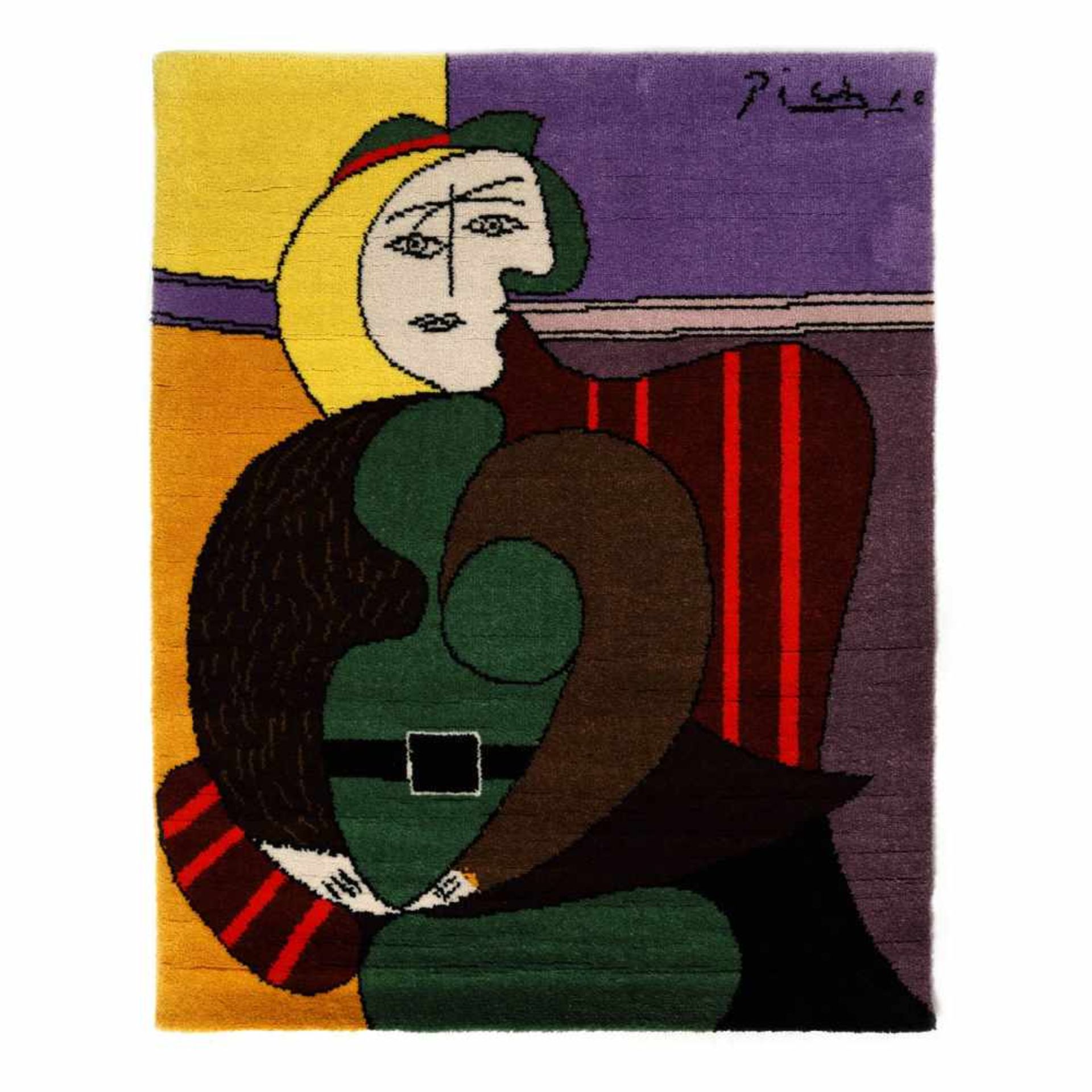 "Femme assise dans un fauteuil rouge" - tapestry after Pablo Picasso's artwork