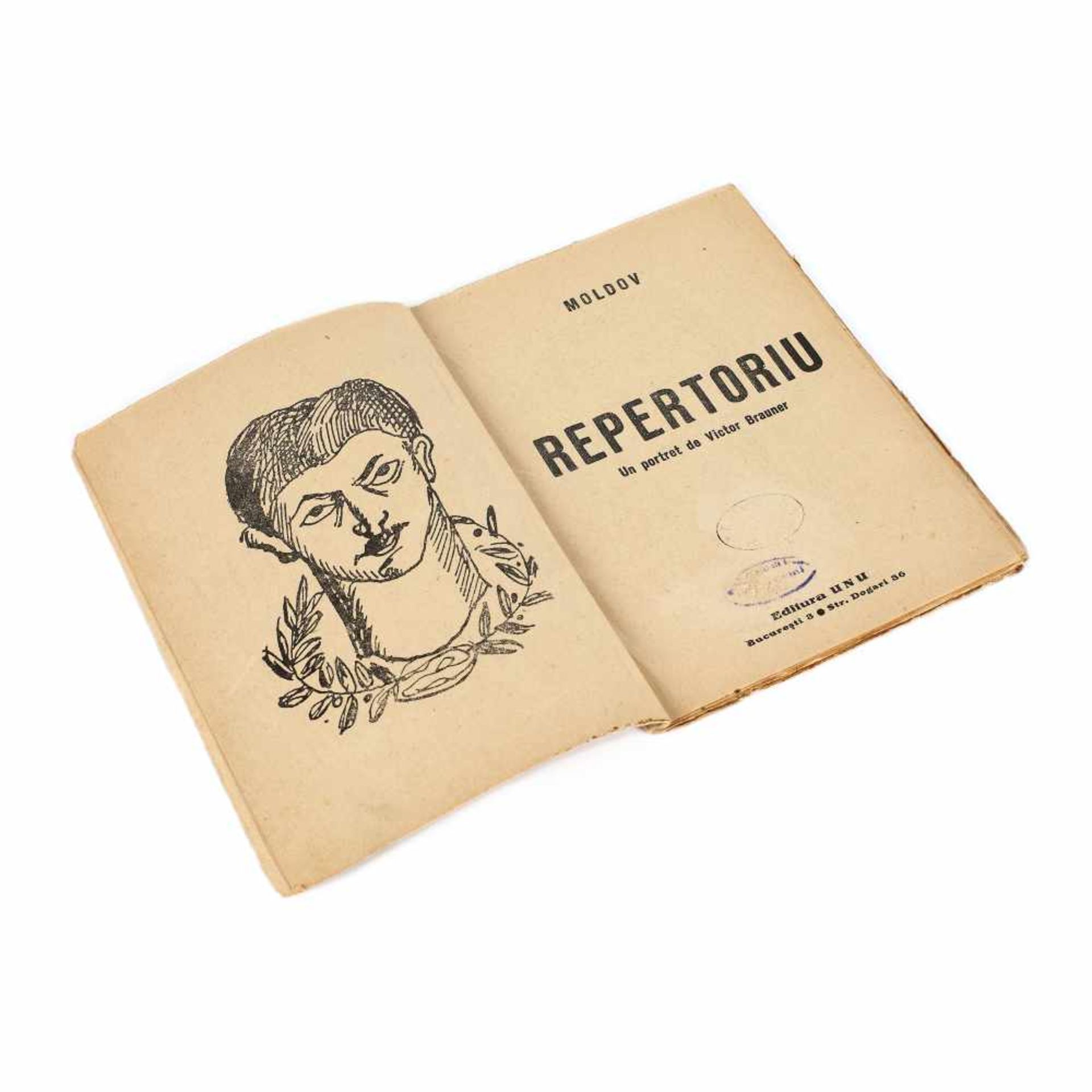”Repertoire”, by Moldov (Marcu Taingiu/Mac Tobacco), Bucharest, 1935, with a portrait by Victor