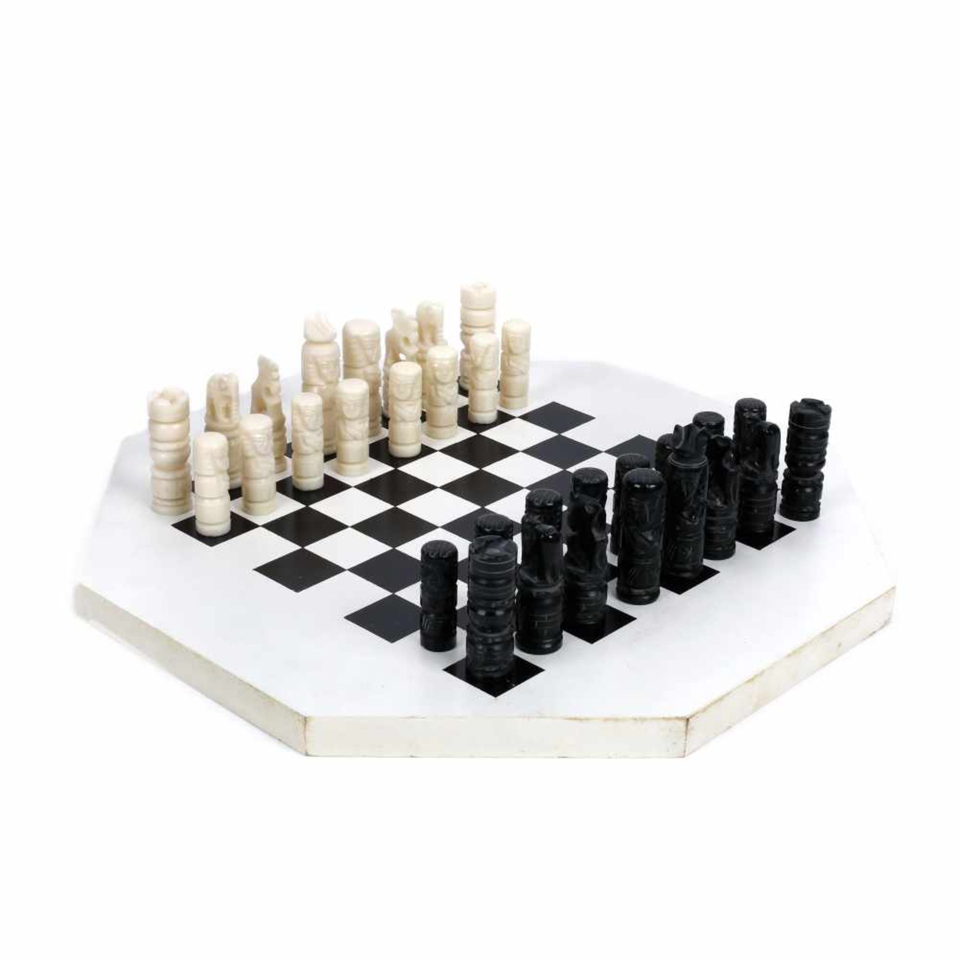 Interesting hexagonal chess game, from Peru, hand-carved pieces