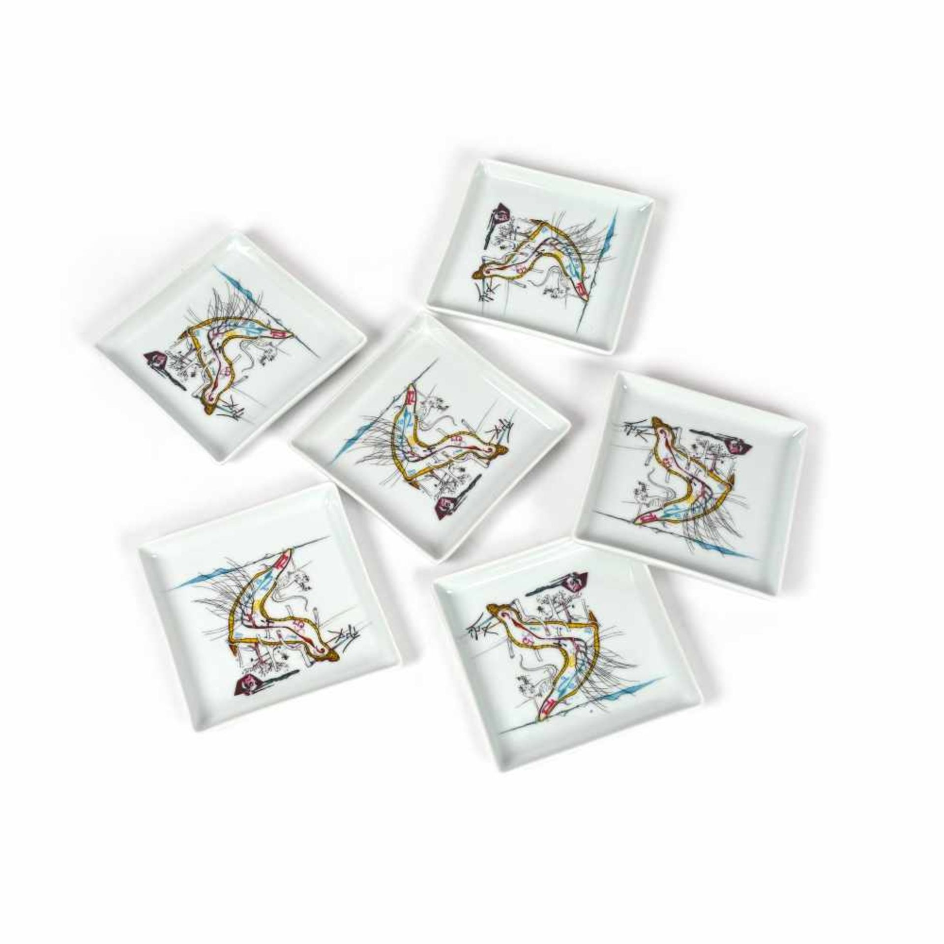 ”Les montres gelatines de l'espace temps” - set of six decorative plates Salvador Dali, limited