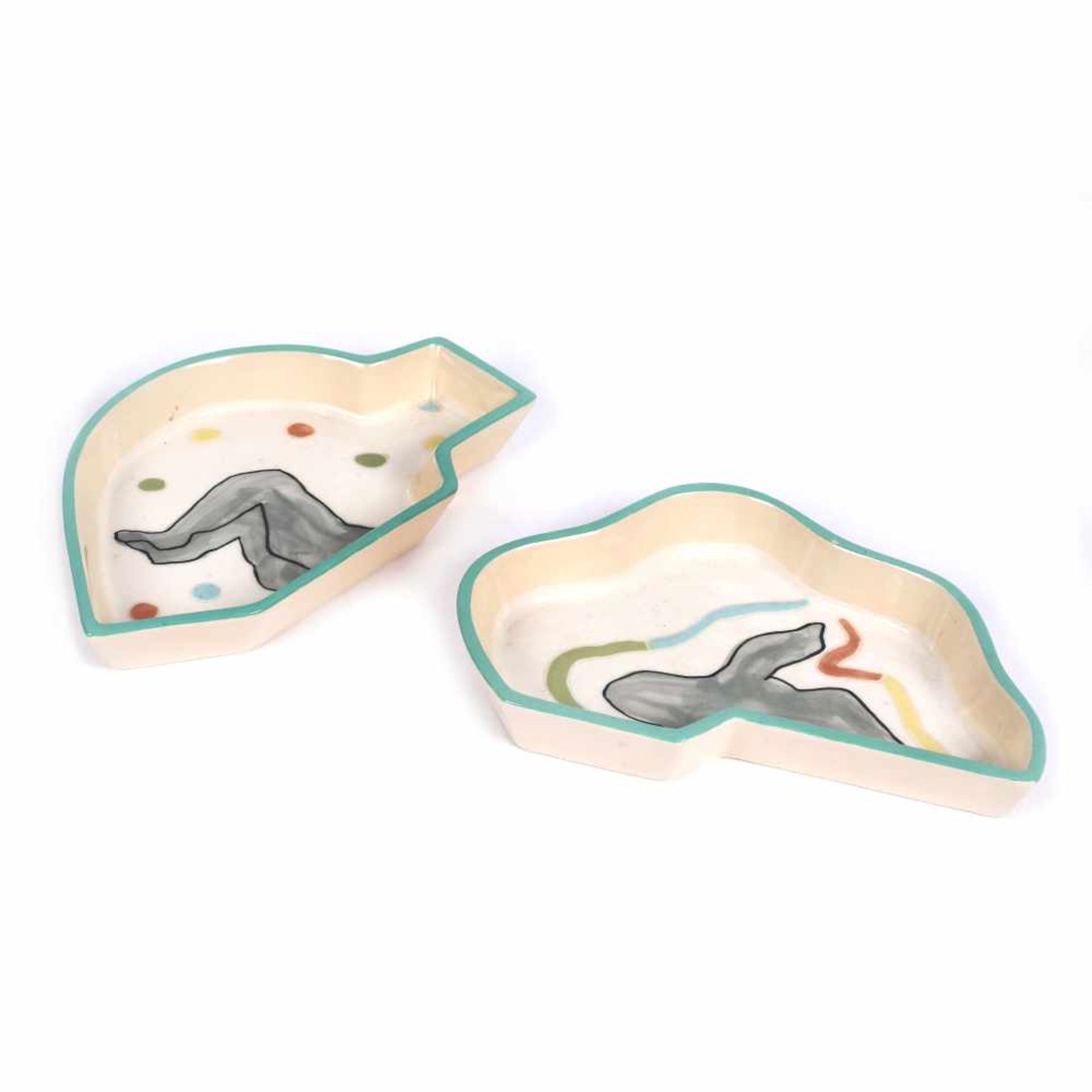 Pair of miniature appetizer trays, signed by Ines de Booij, Netherlands, 1998 - Image 3 of 4