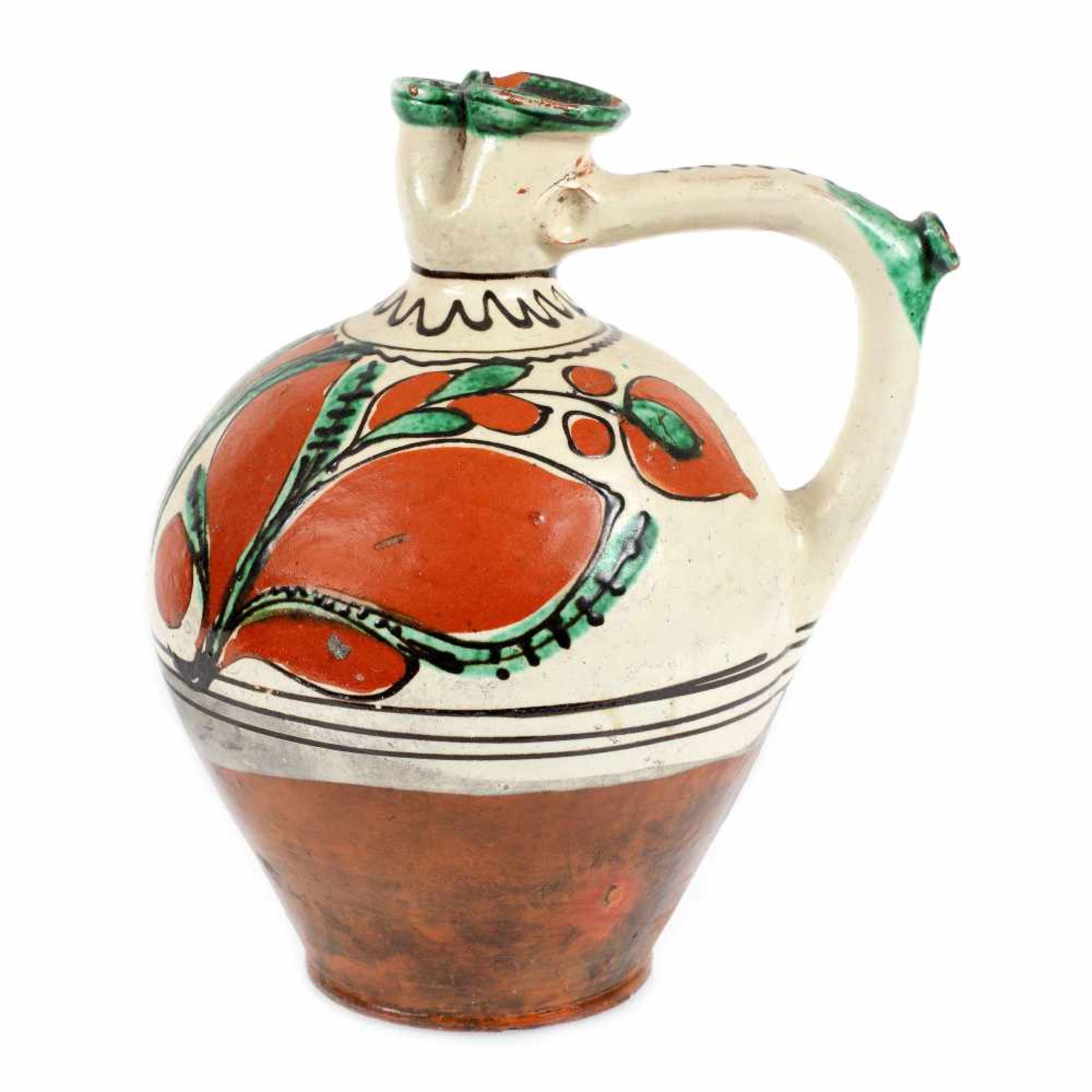 Godfather wine jug, decorated with vegetal motifs, Vama-Oaș area, approx. 1900