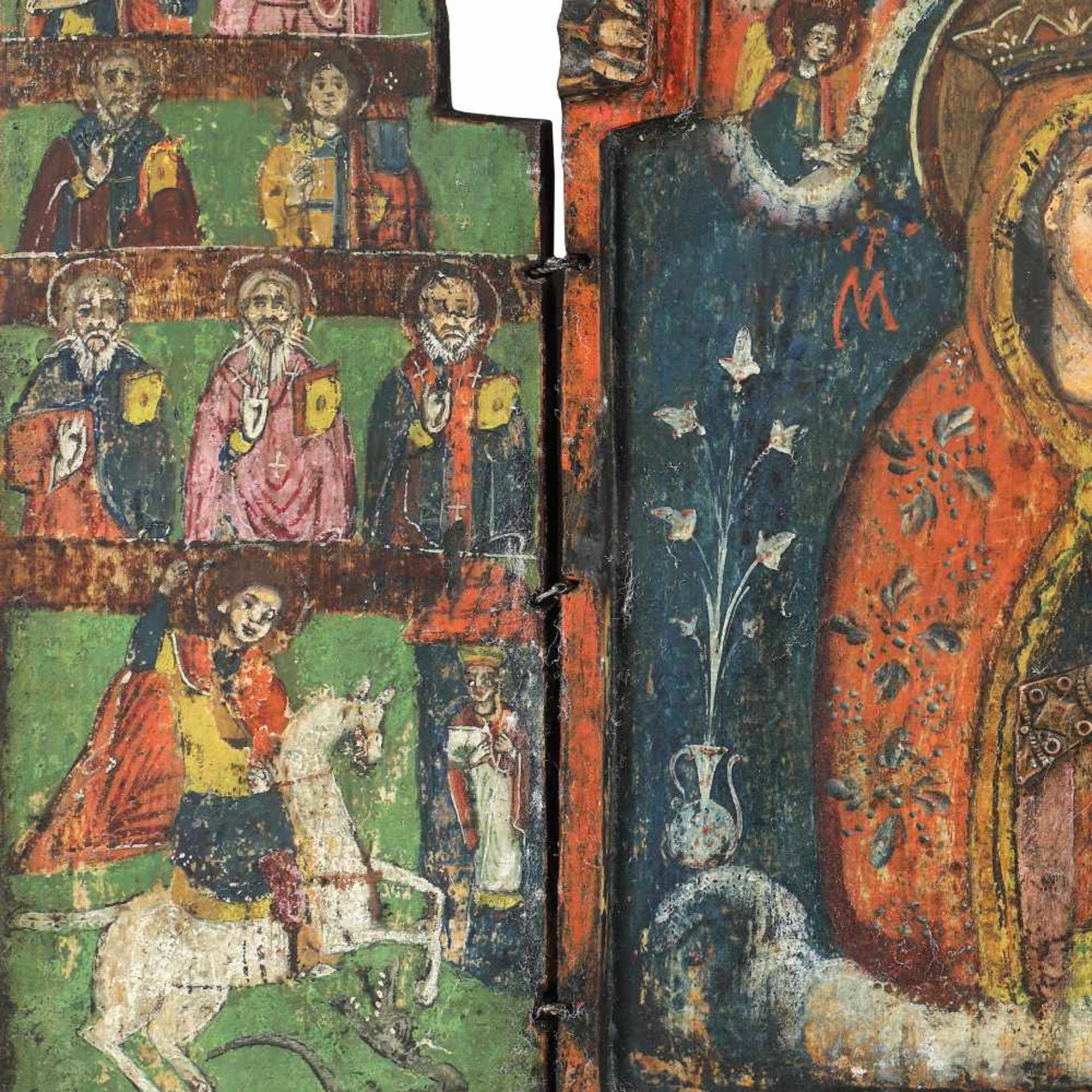 ”Virgin Mary and the Baby”, Wallachia, Romanian school, late 18th century, triptych - Image 4 of 4