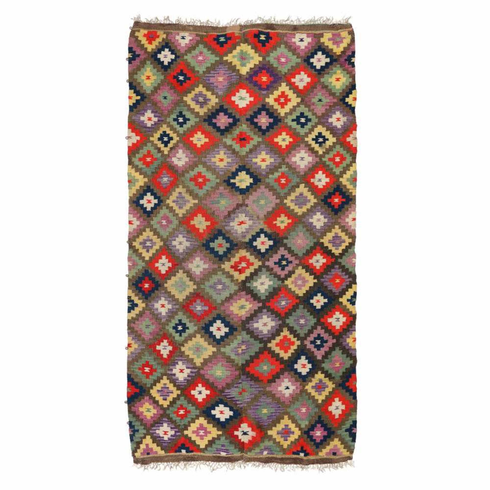 Wool rug decorated with rhombs, Muntenia, first half of 20th century